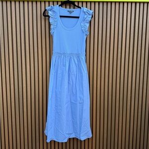 Blue Ruffle Sleeve Maxi Dress